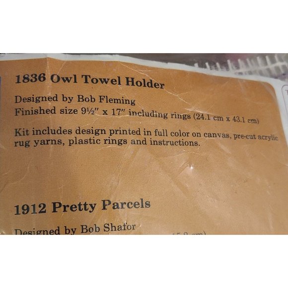 Vintage MCM The Creative Circle Kit #1836 Owl Towel Holder Tan  Retro Gray NEW - Picture 4 of 7